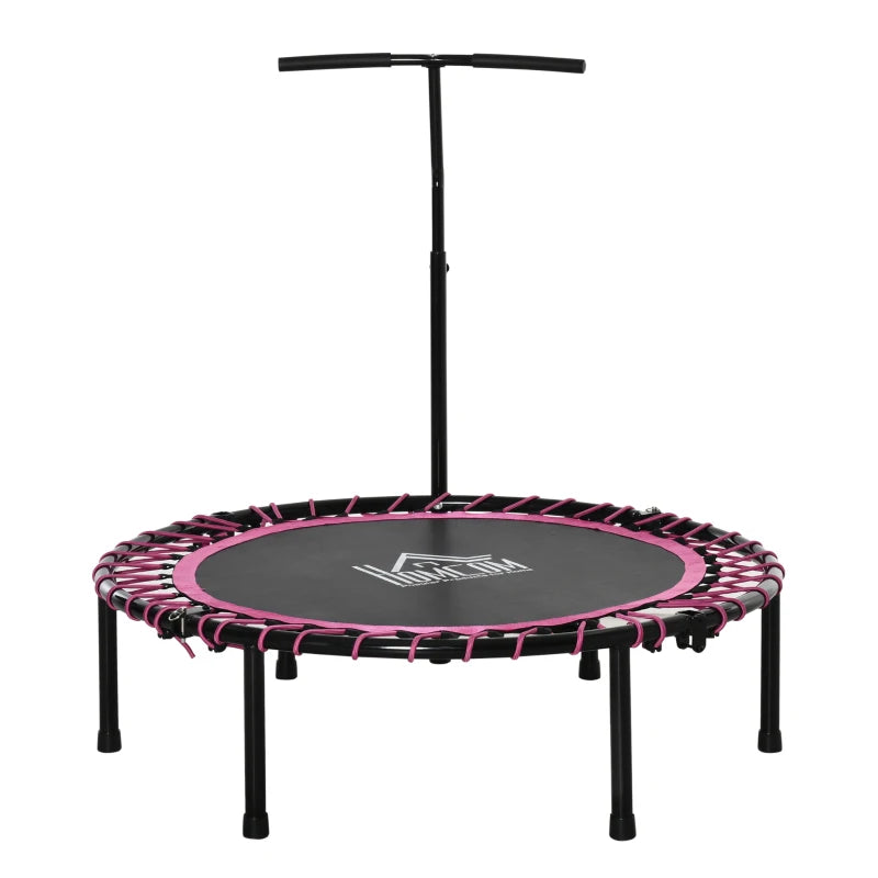 HOMCOM 45" Foldable Mini Trampoline Rebounder Jumper with Adjustable Handle, Pink