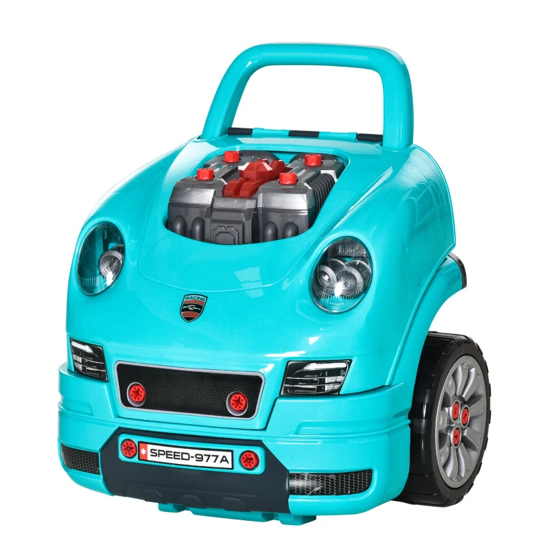 HOMCOM Kids Truck Engine Toy Set with Horn, Light, and Car Key, for 3-5 Years, Blue