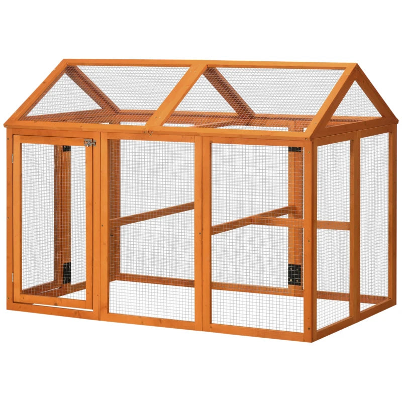 PawHut Large Chicken Run, Wooden Chicken coop, with Combinable Design, Wood Effect