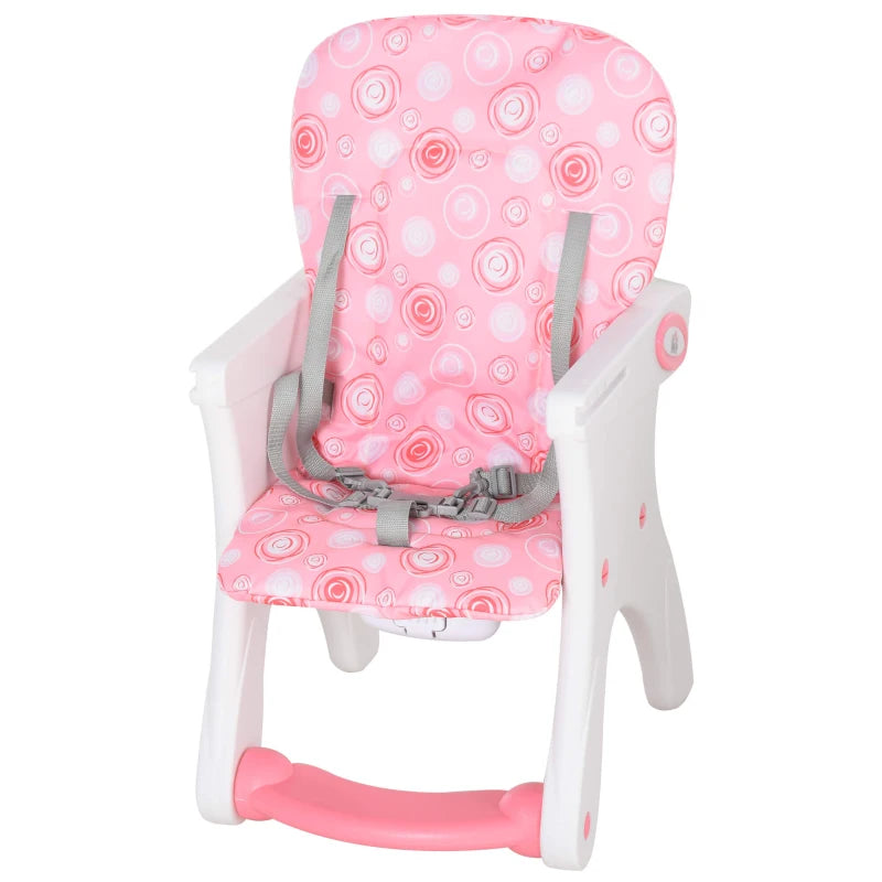 HOMCOM HDPE 3-in-1 Baby Booster High Top Chair w/ with anti-slip feet, Pink