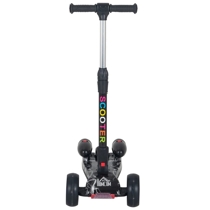 HOMCOM Kids 3 Wheel Plastic Scooter Adjustable Height with Engine-Look Spray, Black