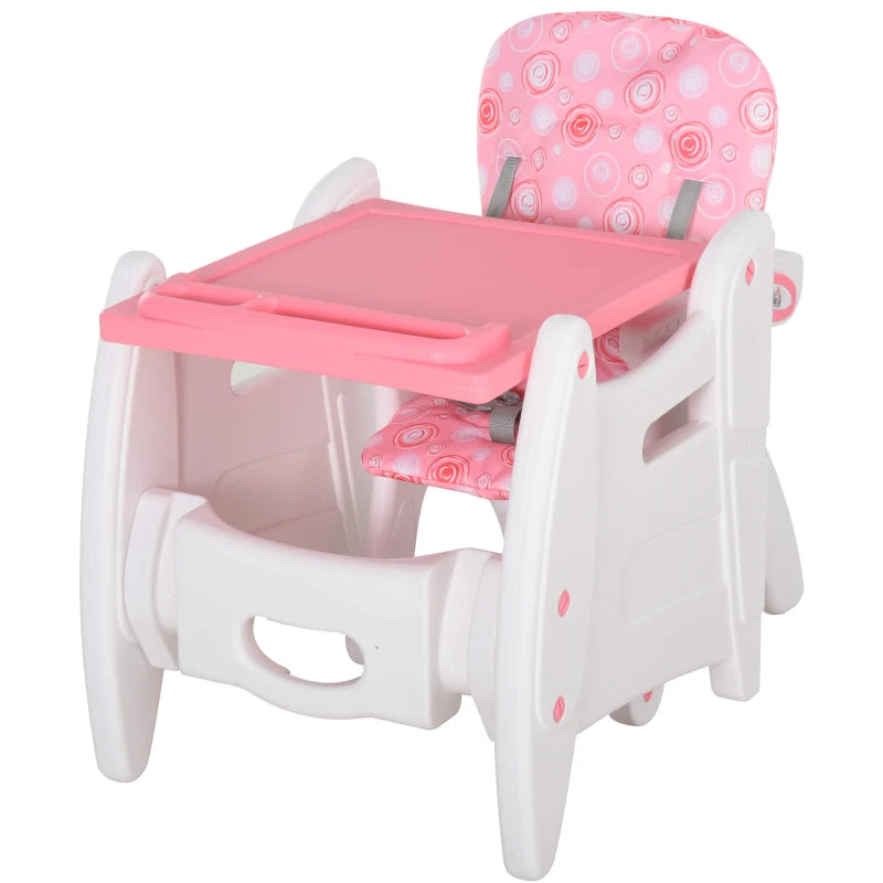 HOMCOM HDPE 3-in-1 Baby Booster High Top Chair w/ with anti-slip feet, Pink