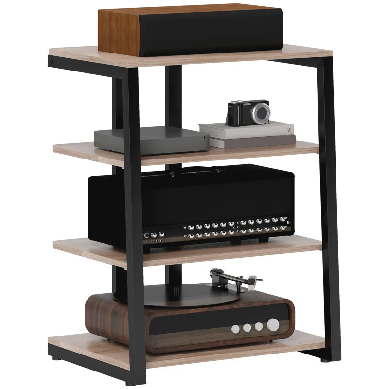 HOMCOM Adjustable HiFi Rack Stand with Four Storage Melamine Coated Shelves, Grey