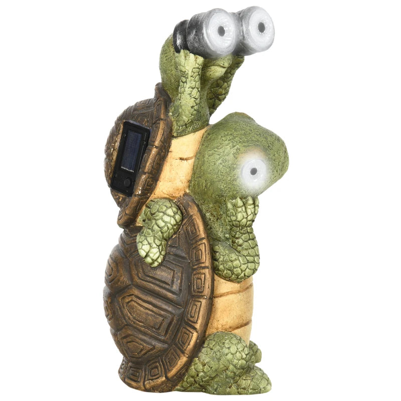 Outsunny Vivid 2 Tortoises Garden Statue with Solar LED Light, Ornament Art Sculpture