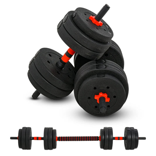 HOMCOM 25kg 2 IN 1 Adjustable Dumbbells Weight Set, Barbell for Body Fitness, Black