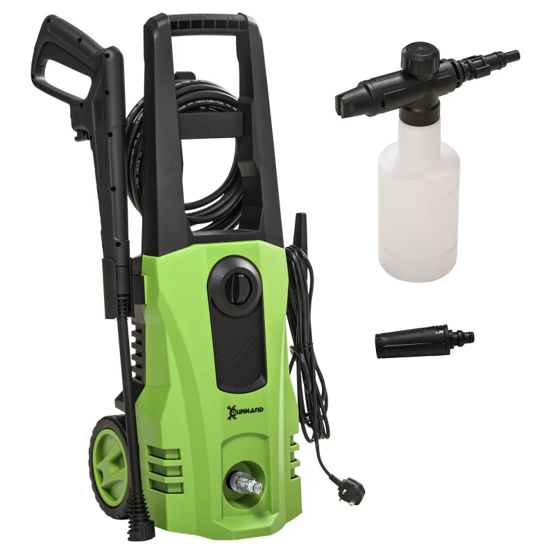 DURHAND 1800W/150 Bar High-Pressure Washer with 510 L/h Flow and 6M Hose, Green