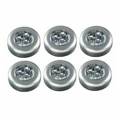 Pack of 6 Self Stick&Click 3 LED Light Battery Operated Push On/Off Safety Light