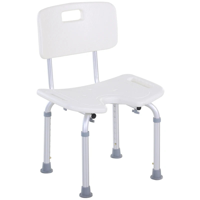 HOMCOM Aluminium Multipurpose Height Adjustable Shower Chair with Non-Slip Feet