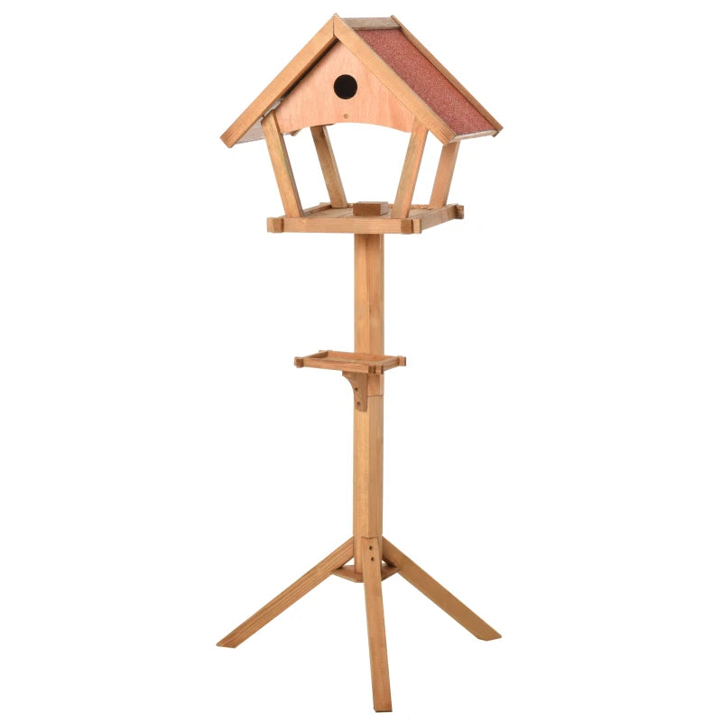 PawHut Wooden Bird Table Freestanding Feeding Station for Garden Outside Natural