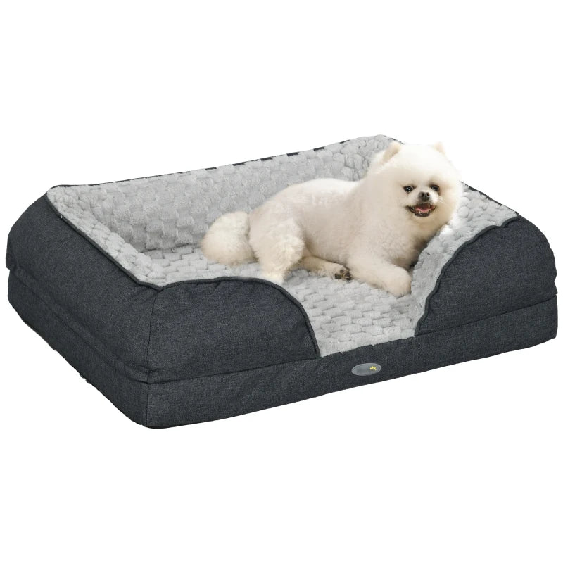 PawHut Calming Dog Bed Pet Mattress with Removable Cover, 70x50x18cm, Charcoal Grey