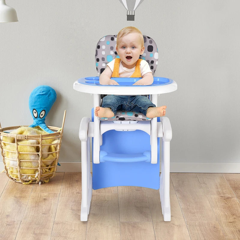 HOMCOM HDPE 3-in-1 Baby Booster High Top Chair w/ with anti-slip feet, Blue