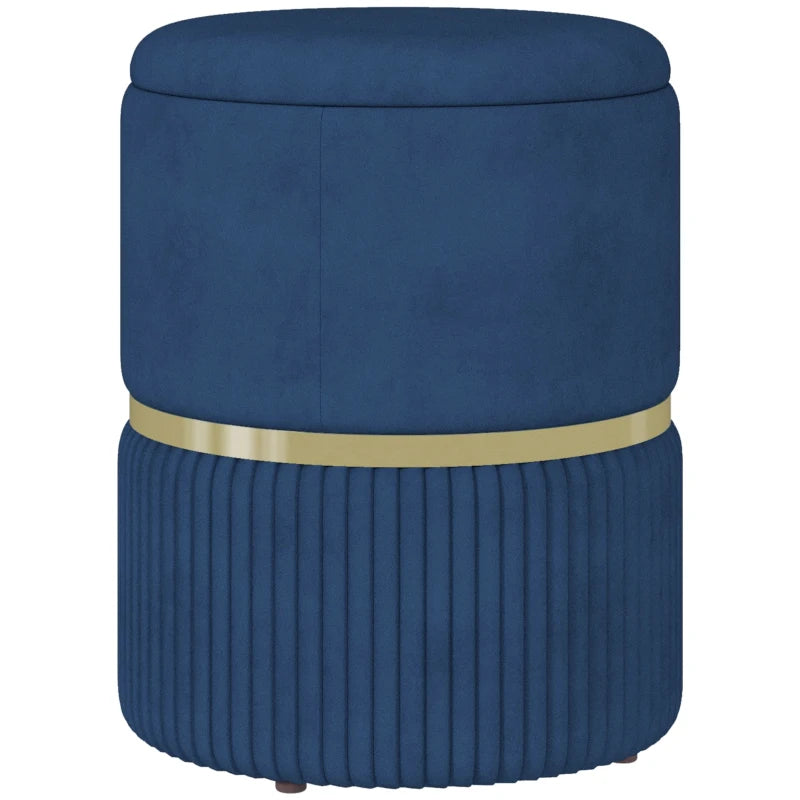 HOMCOM Velvet-Feel Storage Ottoman with Footpads and Thick Sponge Padding, Blue