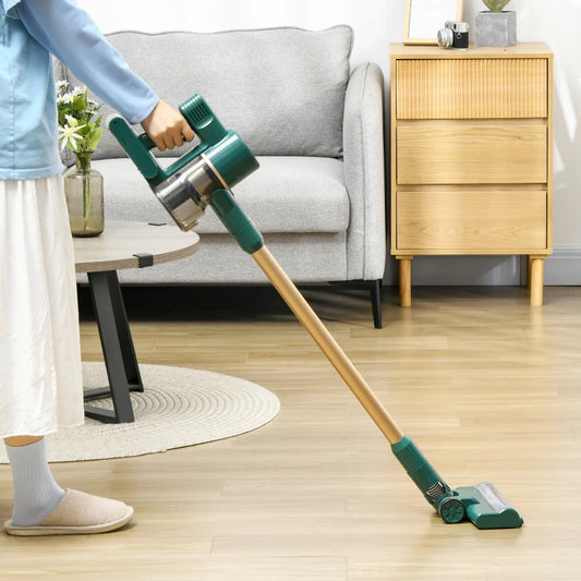 HOMCOM Cordless Rechargeable Vacuum 2500 RPM with LED Display and Accessories, Green