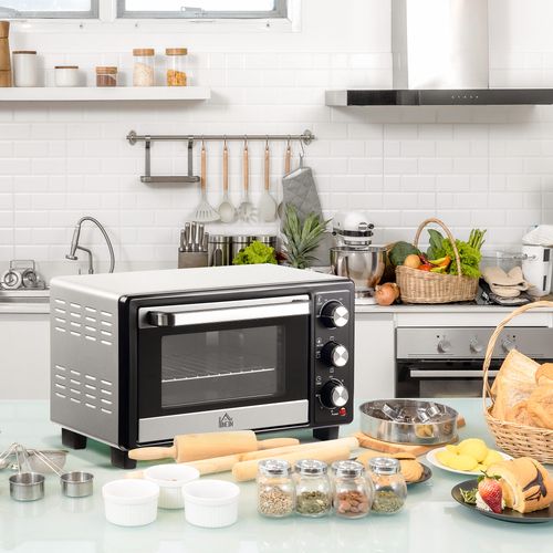 Homcom Mini Convection Oven 16L Grill, Toaster Oven & Temperature Knobs 1400W