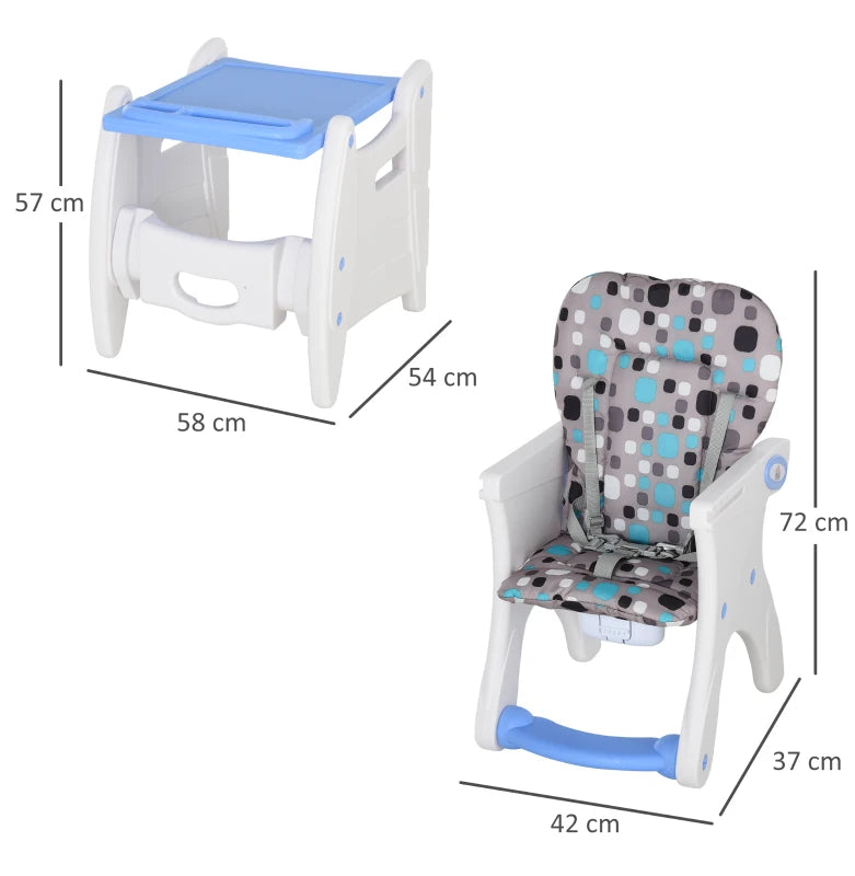 HOMCOM HDPE 3-in-1 Baby Booster High Top Chair w/ with anti-slip feet, Blue