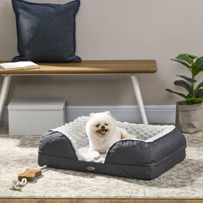 PawHut Calming Dog Bed Pet Mattress with Removable Cover, 70x50x18cm, Charcoal Grey