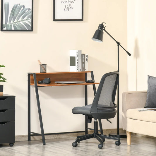 HOMCOM Writing Desk Computer Table ,Workstation Storage Shelf 84x45 (cm), Walnut