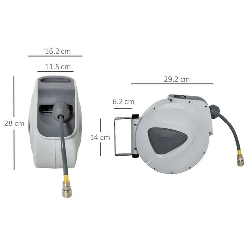 Retractable Air Hose Reel 10m+90cm Hose Diameter 3/8" 9.5 mm Hose Connector 1/4"