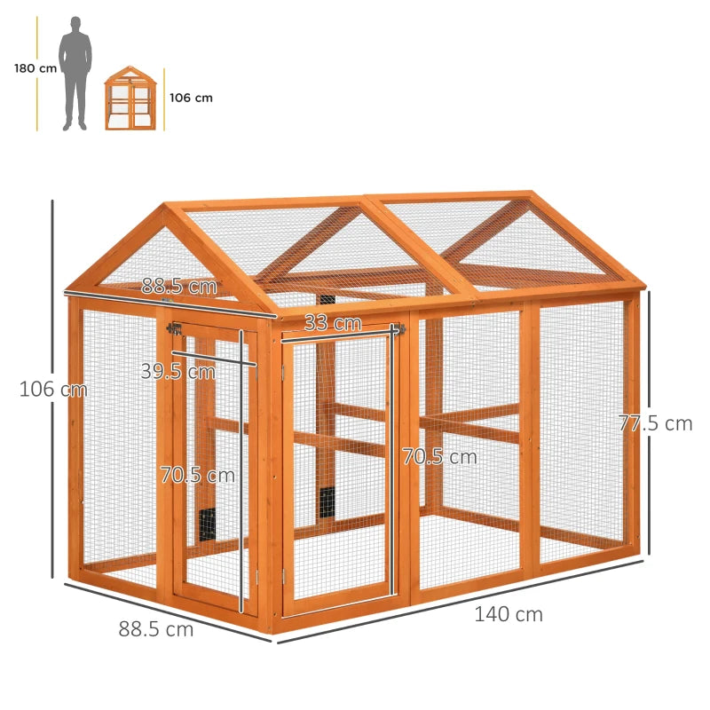 PawHut Large Chicken Run, Wooden Chicken coop, with Combinable Design, Wood Effect