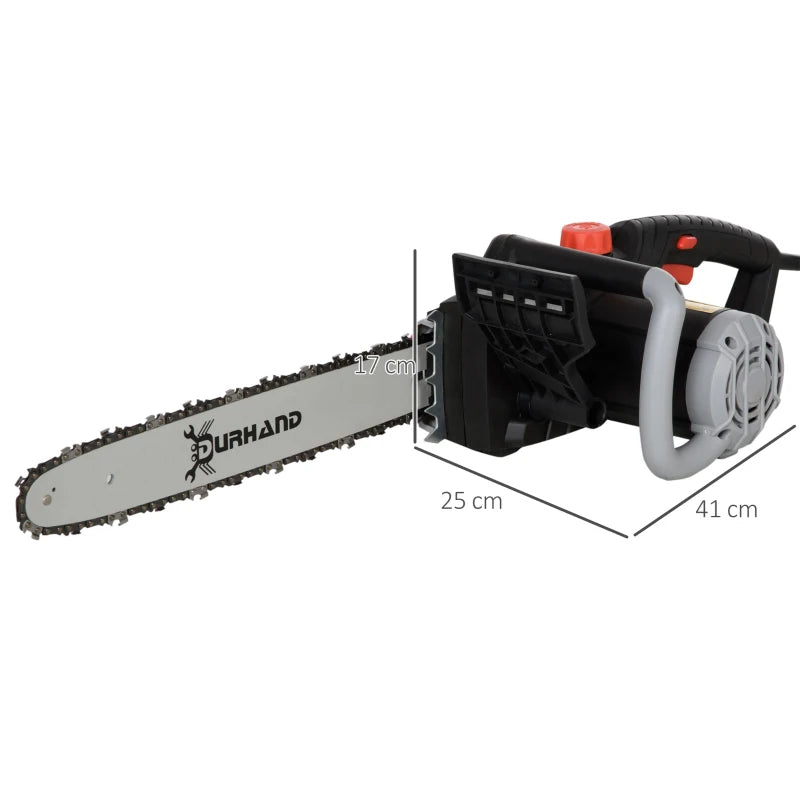 Durhand 1600W Electric Chainsaw with Double Brake, Tool-Free Chain Tensioning Lubrication