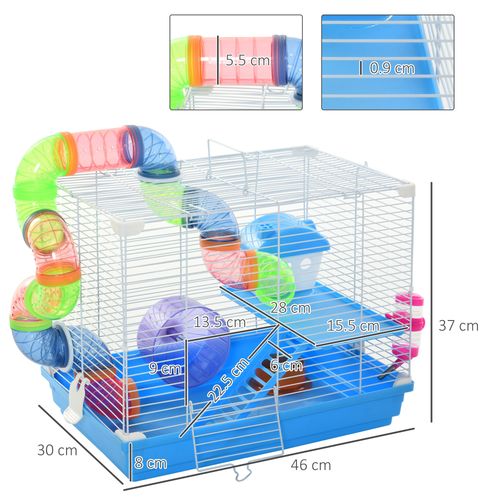 Hamster Cage Carrier Small Animal House with Exercise Wheels Tunnel Tube Paw-hut