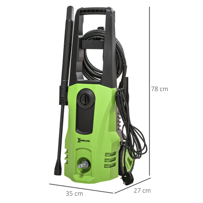 DURHAND 1800W/150 Bar High-Pressure Washer with 510 L/h Flow and 6M Hose, Green