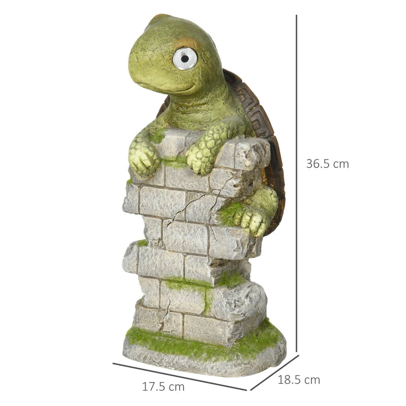 Outsunny Vivid Tortoise Art Sculpture with Solar LED Light, Colorful Garden Statue