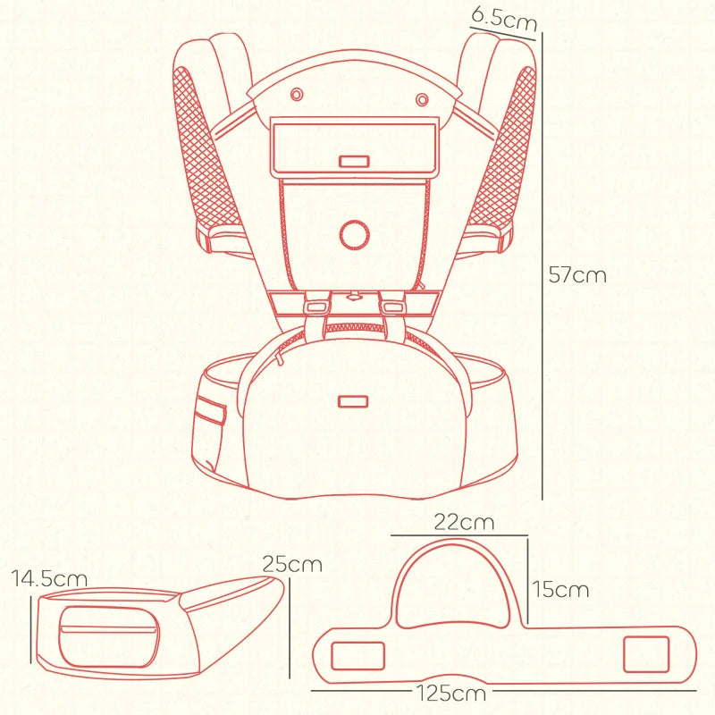 AIYAPLAY 6-in-1 Baby Carrier for Newborns-Toddlers, with Removable Seat, Grey