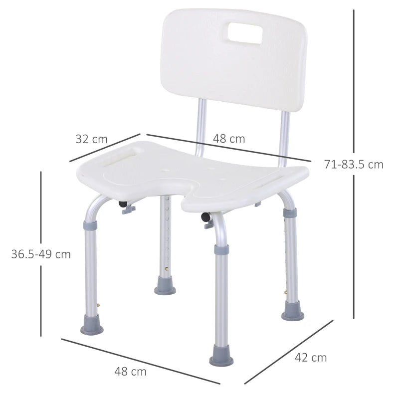 HOMCOM Aluminium Multipurpose Height Adjustable Shower Chair with Non-Slip Feet