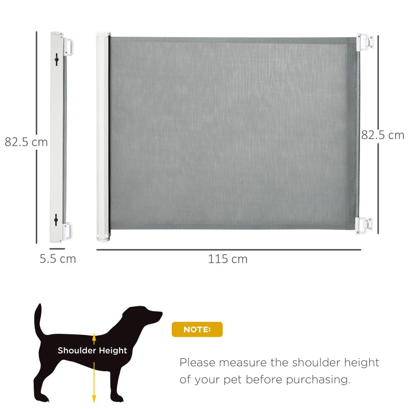 PawHut Foldable Safety Gate, Dog Pet Barrier, Folding Protector, 82.5x115cm, Grey