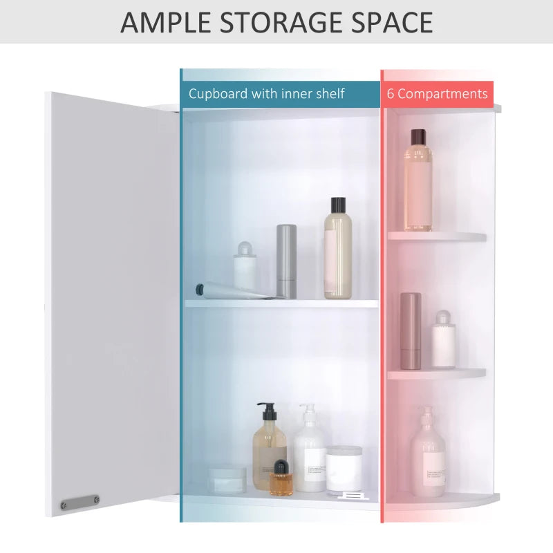 HOMCOM 2-Tier Wall Mounted Bathroom Cabinet with Mirror Single Door Storage, White