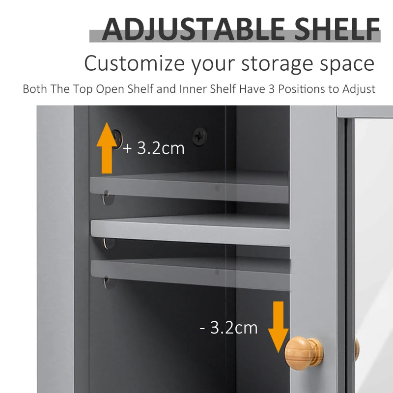 Kleankin Bathroom Wall Mirror Cabinet, Cupboard with Door, Storage Cabinet with Adjustable Shelf, Grey