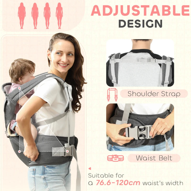 AIYAPLAY 6-in-1 Baby Carrier for Newborns-Toddlers, with Removable Seat, Grey