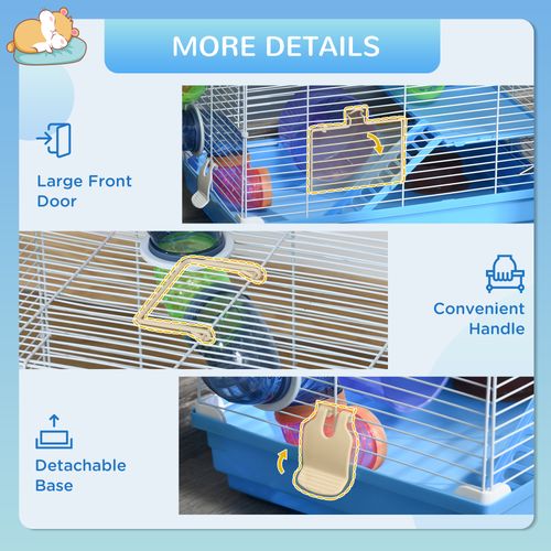 Hamster Cage Carrier Small Animal House with Exercise Wheels Tunnel Tube Paw-hut