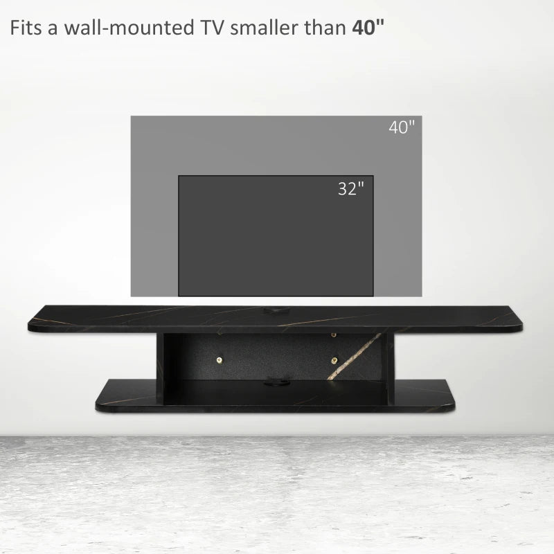 HOMCOM Floating TV Unit Stand, Wall Mounted Media Console with Storage Shelf, Black