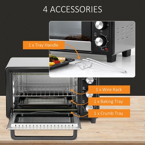 Homcom Mini Convection Oven 16L Grill, Toaster Oven & Temperature Knobs 1400W