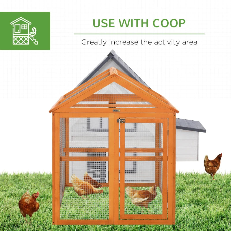 PawHut Large Chicken Run, Wooden Chicken coop, with Combinable Design, Wood Effect