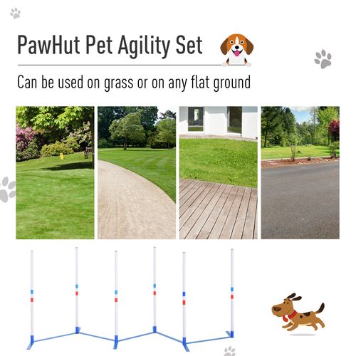 PawHut Dog Weave Pole Set Obedience & Agility Starter Kit Outdoor Training Set