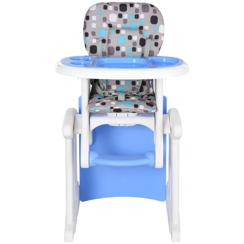 HOMCOM HDPE 3-in-1 Baby Booster High Top Chair w/ with anti-slip feet, Blue