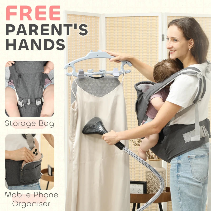 AIYAPLAY 6-in-1 Baby Carrier for Newborns-Toddlers, with Removable Seat, Grey