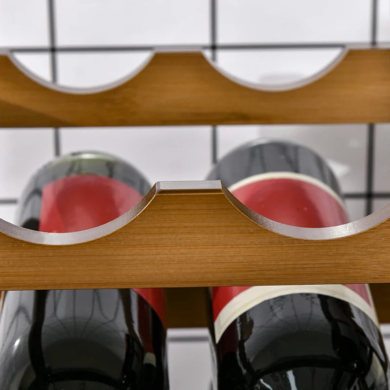 HOMCOM Countertop Free Standing Bamboo Wine Rack with 16 Bottles Holder,Brown