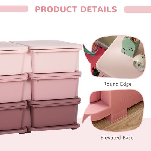 Kids Vertical Toy Organizer Box with Six Drawers Pink Storage Unit Children Room