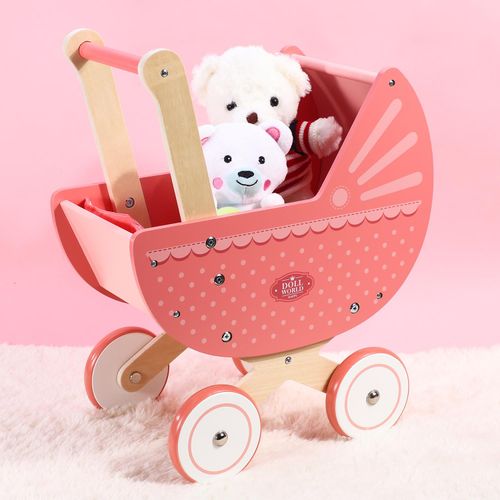 SOKA Doll World Pram Push With Teddy Walker Princess Pretend Play Pushchair 3+ ages