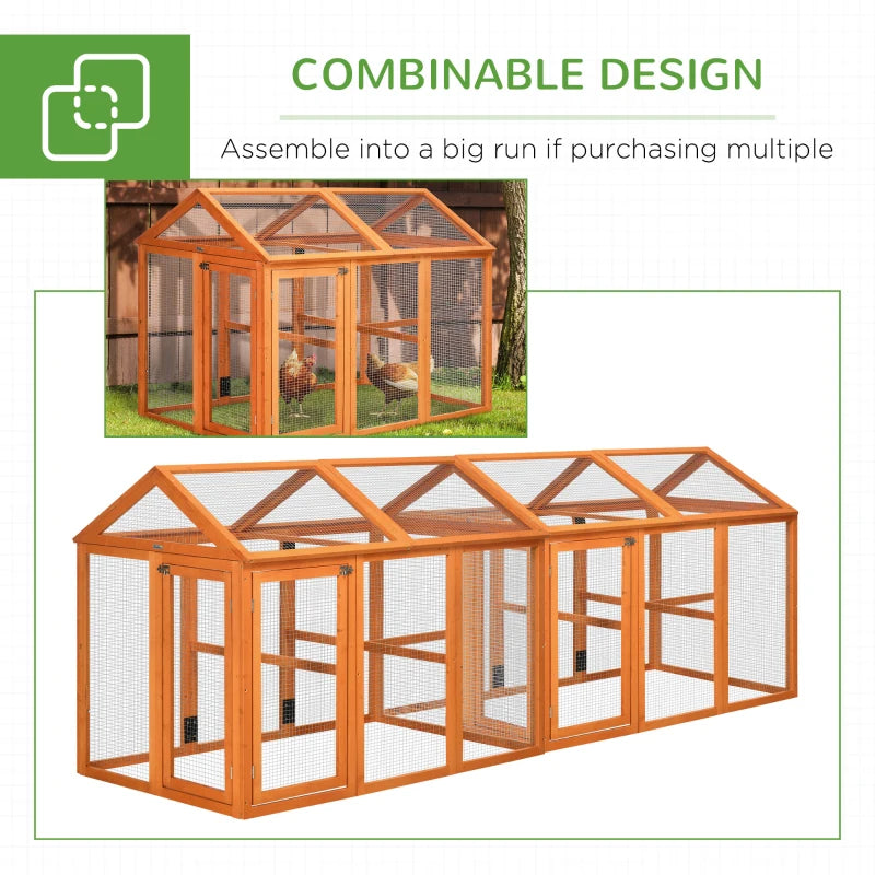 PawHut Large Chicken Run, Wooden Chicken coop, with Combinable Design, Wood Effect