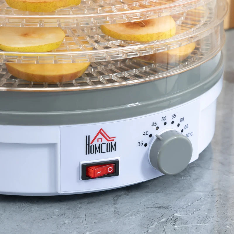 HOMCOM 5 Tier Food Dehydrator with Temperature Control for Drying Fruit, Meat, White
