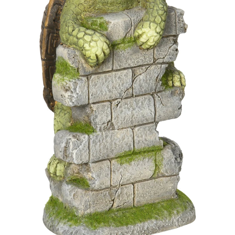 Outsunny Vivid Tortoise Art Sculpture with Solar LED Light, Colorful Garden Statue