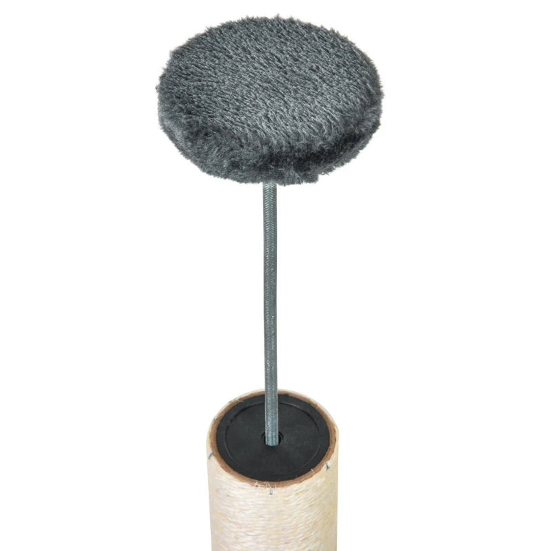 PawHut Floor to Ceiling Cat Tree Tower Activity Center Scratching Post, Dark Grey