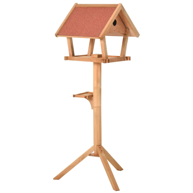 PawHut Wooden Bird Table Freestanding Feeding Station for Garden Outside Natural