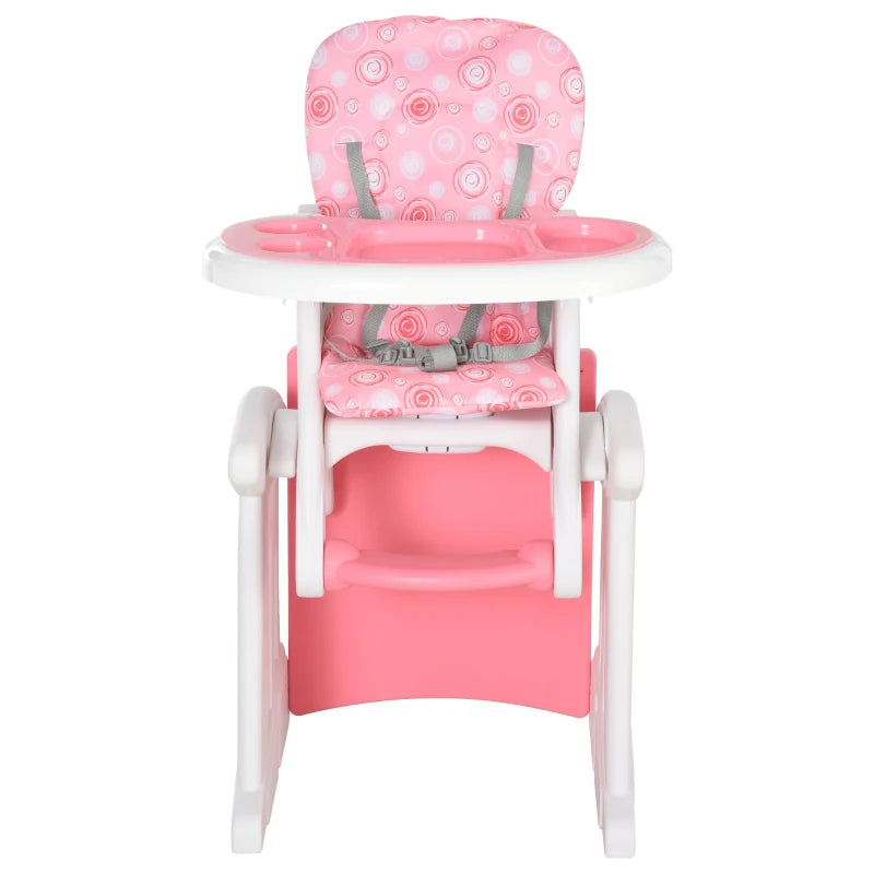 HOMCOM HDPE 3-in-1 Baby Booster High Top Chair w/ with anti-slip feet, Pink