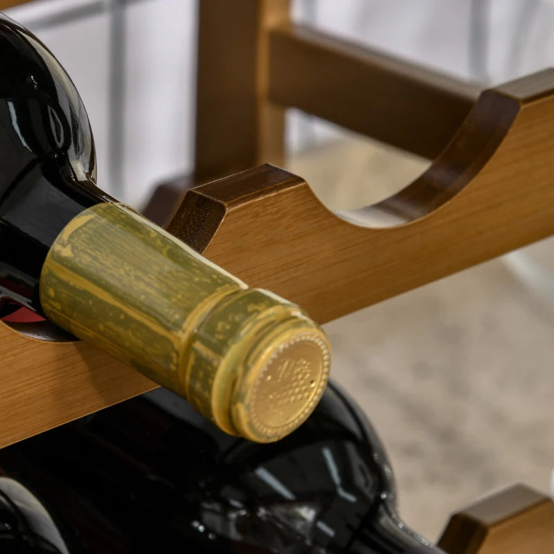 HOMCOM Countertop Free Standing Bamboo Wine Rack with 16 Bottles Holder,Brown